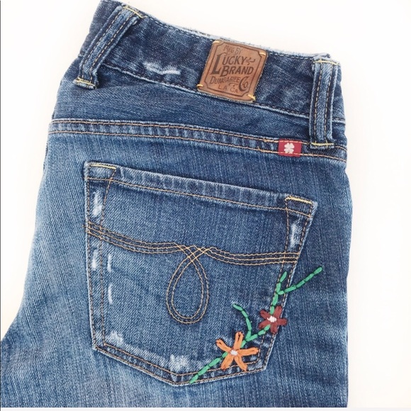 lucky brand floral embroidered jeans